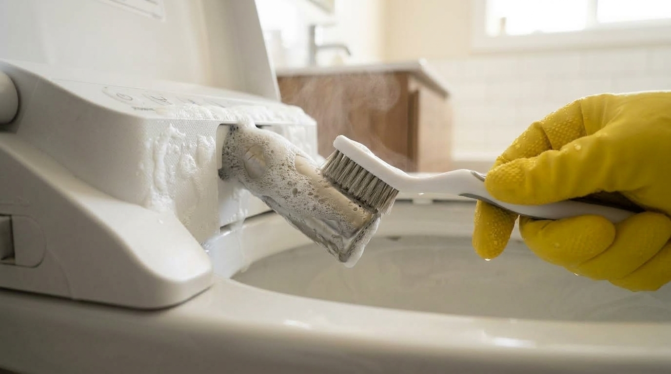 Complete Bidet Nozzle Descaling & Mold Sanitizing! 10-Minute Self Deep Cleaning Guide Banner