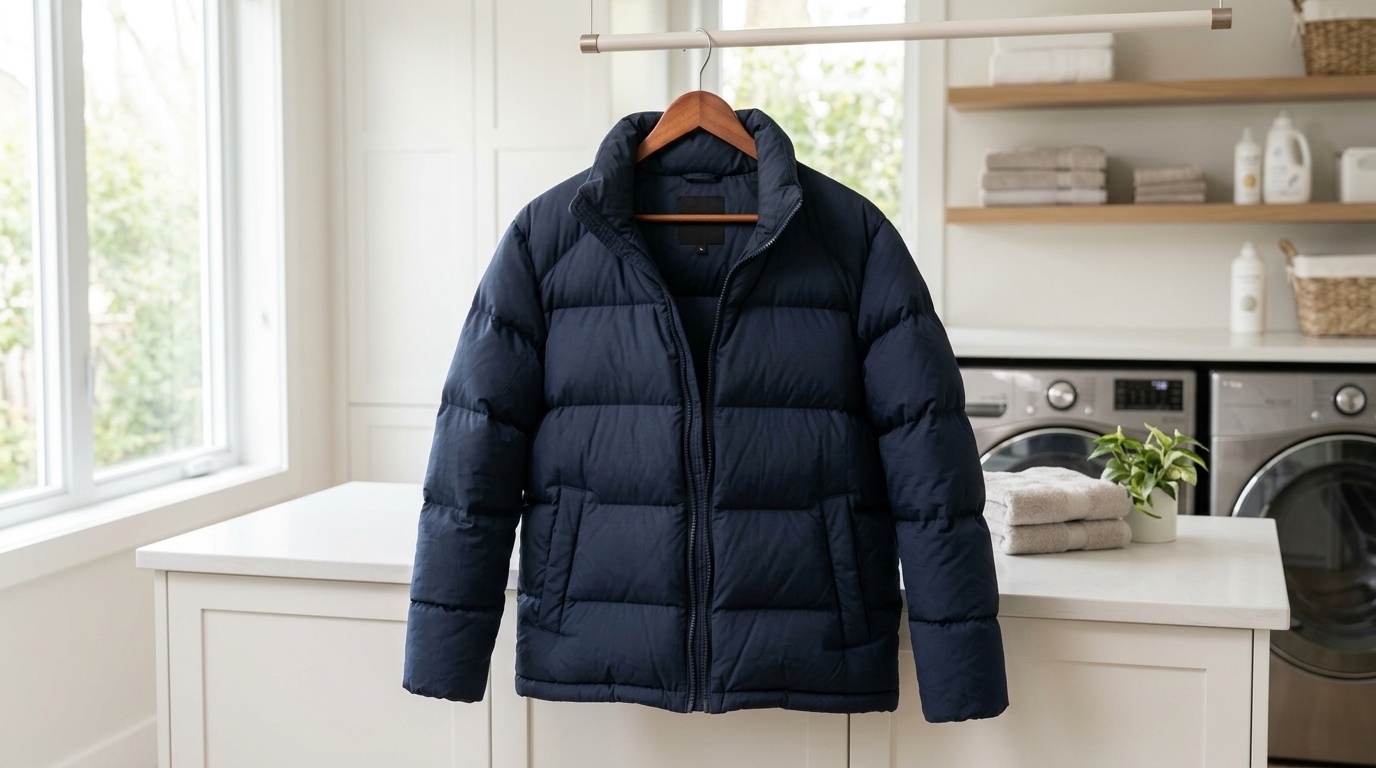 Down Puffer Jacket Collar Grease Stain Removal & Feather Fluffing Care Guide | Tennis Ball Loft Restoration After
