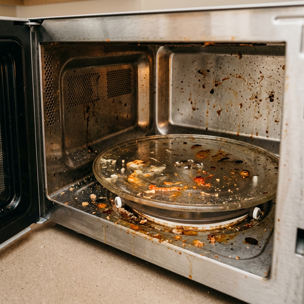 Microwave & Oven Burnt Grease Steam Cleaning Guide | Vinegar & Baking Soda Steam Method Before