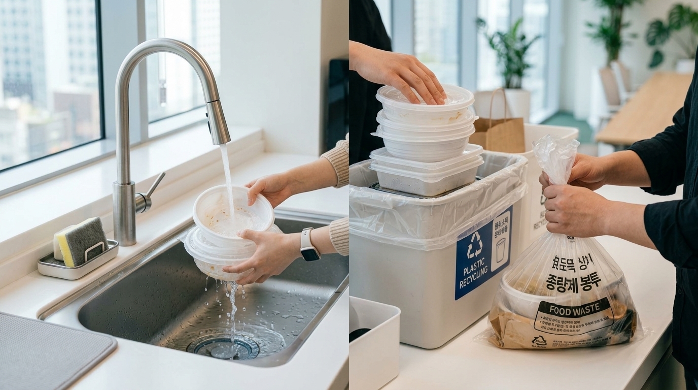 Office Food Delivery Waste Disposal Guide | Pantry Odor Prevention & Workplace Recycling Rules 1단계 이미지