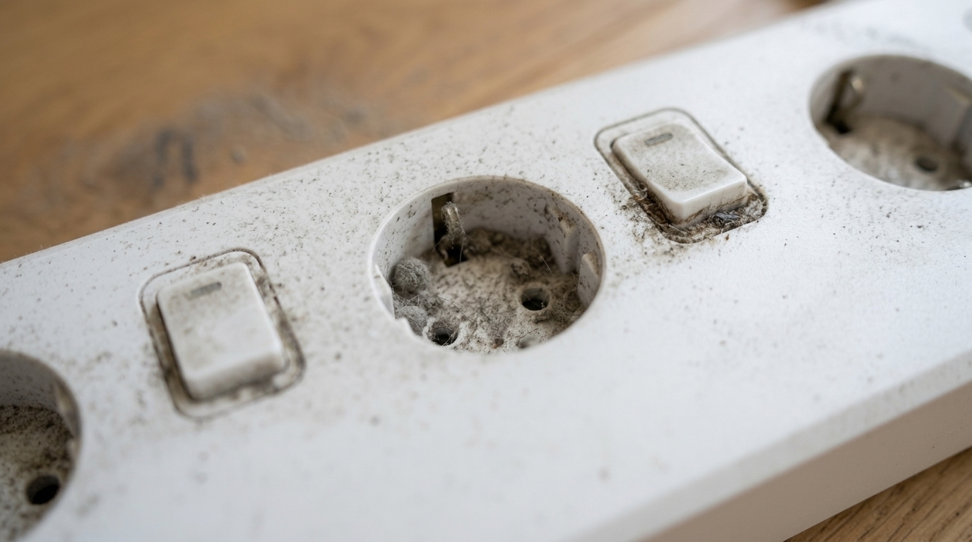 Power Strip Dust Cleaning Guide & Safe Replacement Cycle | Tracking Fire Prevention & Rubbing Alcohol Swab Care Before