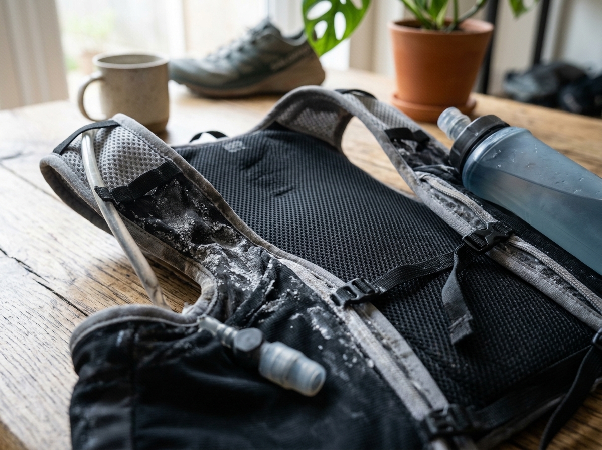 Trail Running Hydration Vest & Soft Flask Care Guide | Sweat Salt Hand Wash Method Before