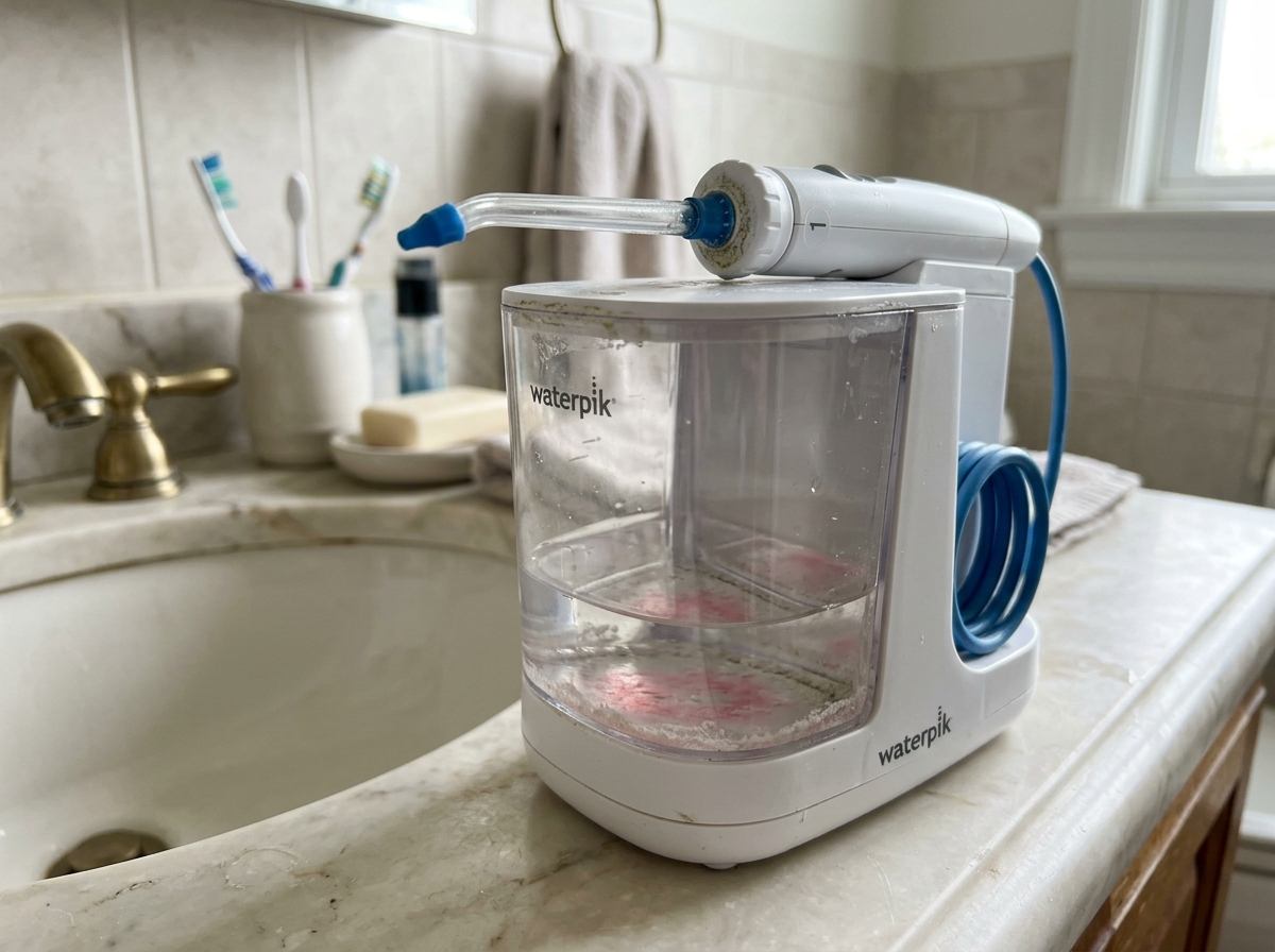 How to Deep Clean a Water Flosser: Pink Mold, Limescale & Biofilm Descaling Guide Before